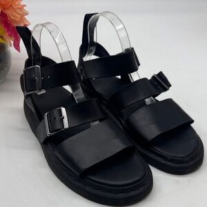 Dr. Marten Gryphon Black Leather Women's Sandals Size 9 DOC8383